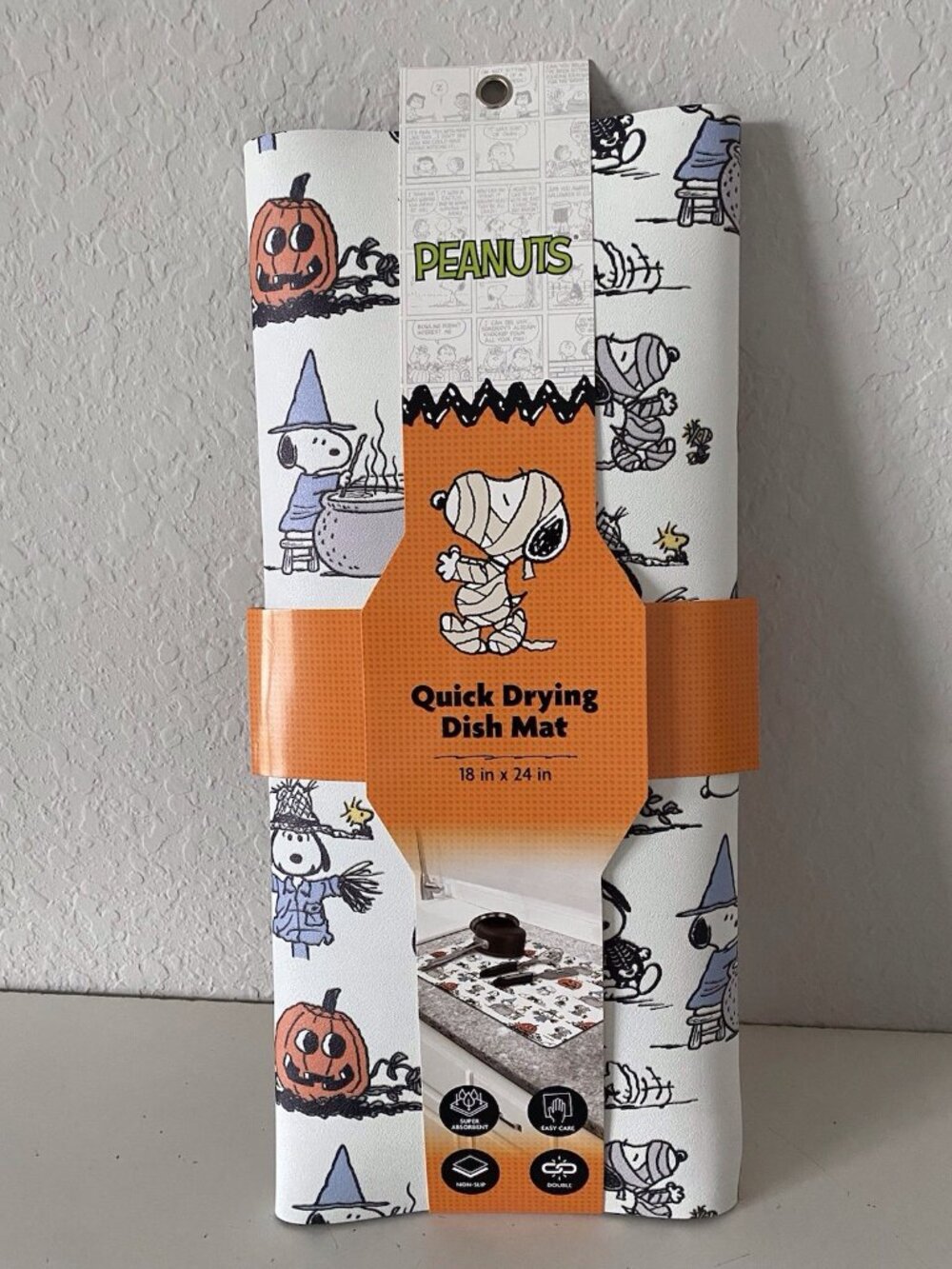 Peanuts Snoopy Woodstock QUICK DRYING RUBBER Kitchen Mat 18 X 24” Halloween NEW